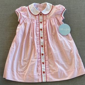 Little English Pink Strawberry Gingham Dress